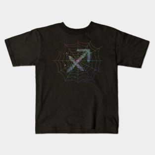 Rainbow Spiderweb Sagittarius Kids T-Shirt